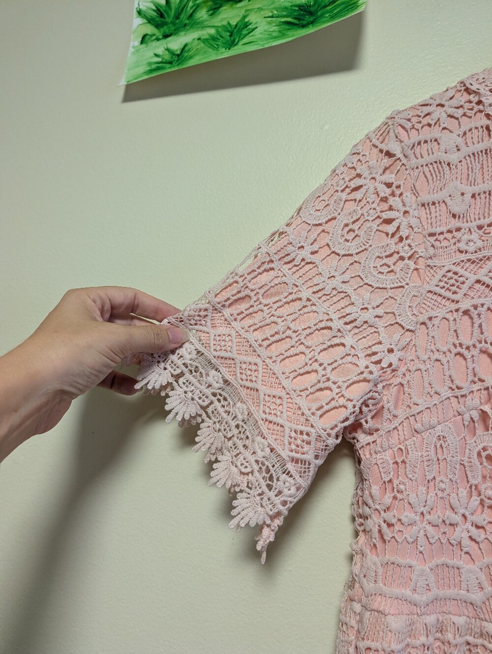 One Loved Babe XL Pink Lace Maternity Dress Boho Baby Shower Cottagecore - Picture 4 of 6